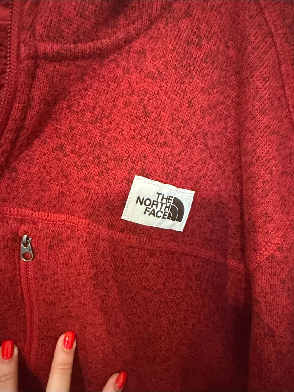 The North Face Deep Red Hooded Full-Zip Fleece Jacket